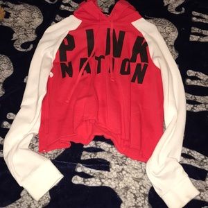 PINK crop top hoodie.